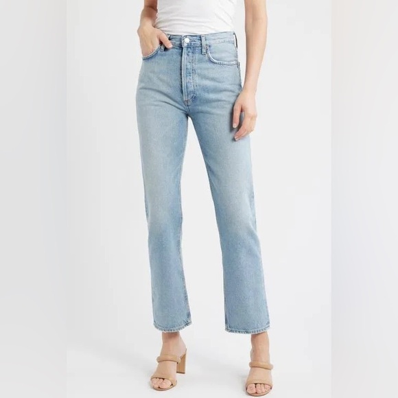 AGOLDE Pinch Waist High Rise Straight Jeans Size 29 Light Wash - Picture 3 of 10